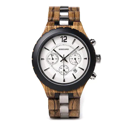 BOBO BIRD Quartz Wood Watch with Three Dials